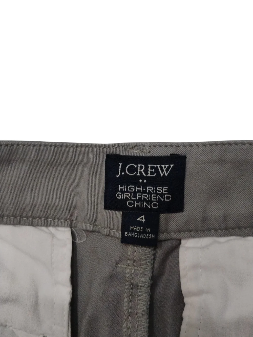 J. Crew Women's High Rise Girlfriend Light Gray Chino Pants SZ 4